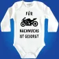 Preview: Baby‑Body mit Motorrad und Spruch „Für Nachwuchs ist gesorgt“