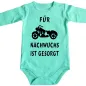 Preview: Baby‑Body mit Motorrad und Text „Hurra Hurra der Nachwuchs ist da“