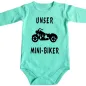 Preview: Babybody mit Spruch „Unsere Mini‑Bikerin“ und Motorrad