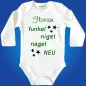 Preview: Baby‑Body mit modernem „Funkel‑Nigelnagelneu“ Aufdruck