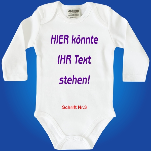 Baby-Body mit komplett freier Text- und Schriftwahl