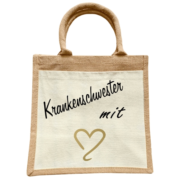 Jute Erwachsenen Tasche - Liebesbeweis mit Herz