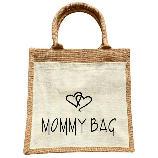 Jute Tasche Mommy Bag & Mini Bag - Mami & Kinder Handtasche