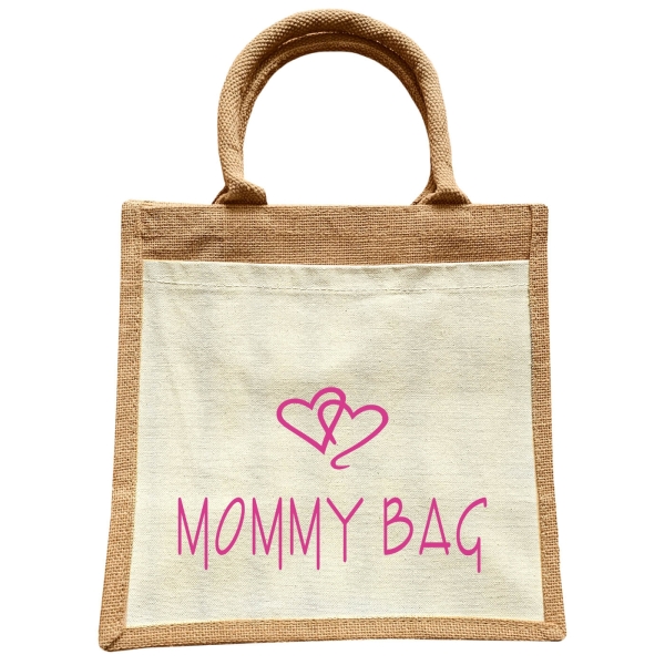 Jute Tasche Mommy Bag & Mini Bag - Mami & Kinder Handtasche