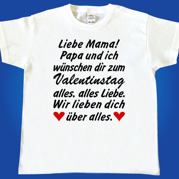 Kinder T-Shirt zum Valentinstag für Mama oder Papa