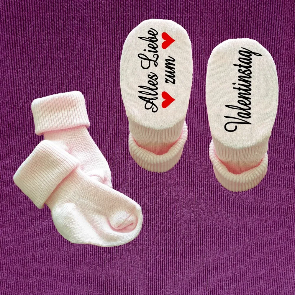 Preview: Babysocken mit Aufdruck Valentinstag
