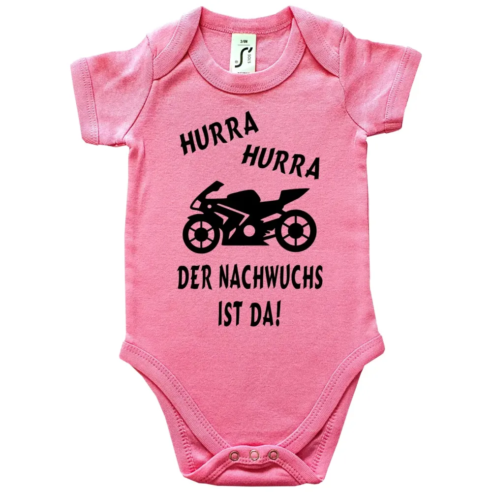Babybody mit witzigem Biker‑Spruch und Motorrad