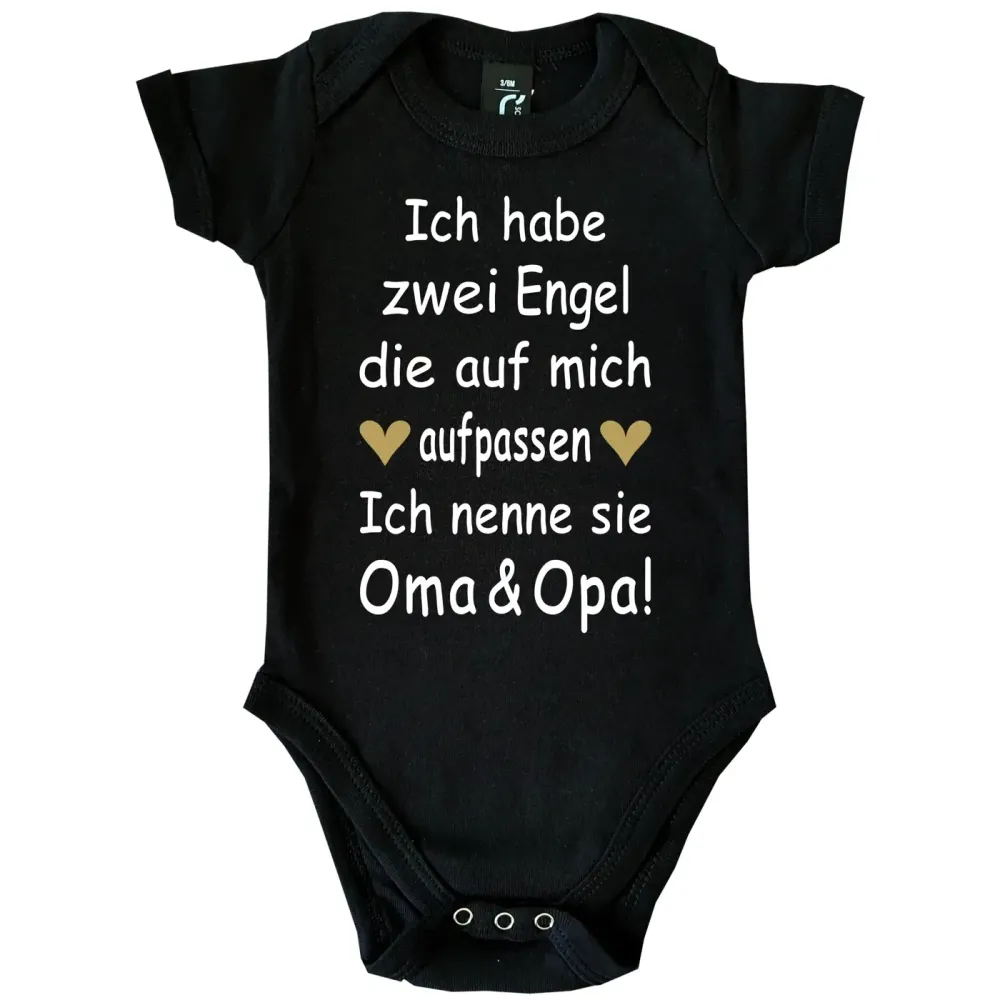 Preview: Baby‑Body mit Spruch „Ich habe einen Engel, der auf mich aufpasst“