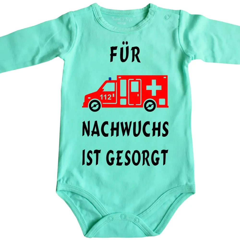 Babybody mit Krankenwagen Notarztwagen Ambulanzwagen