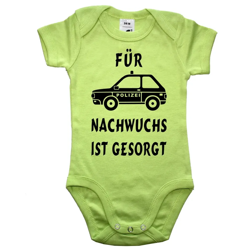 Bedruckter Babybody mit Polizeiauto für Nachwuchs‑Polizisten