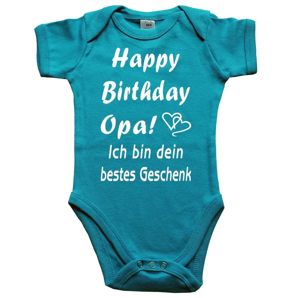 Preview: Baby-Body mit Aufdruck Happy Birthday