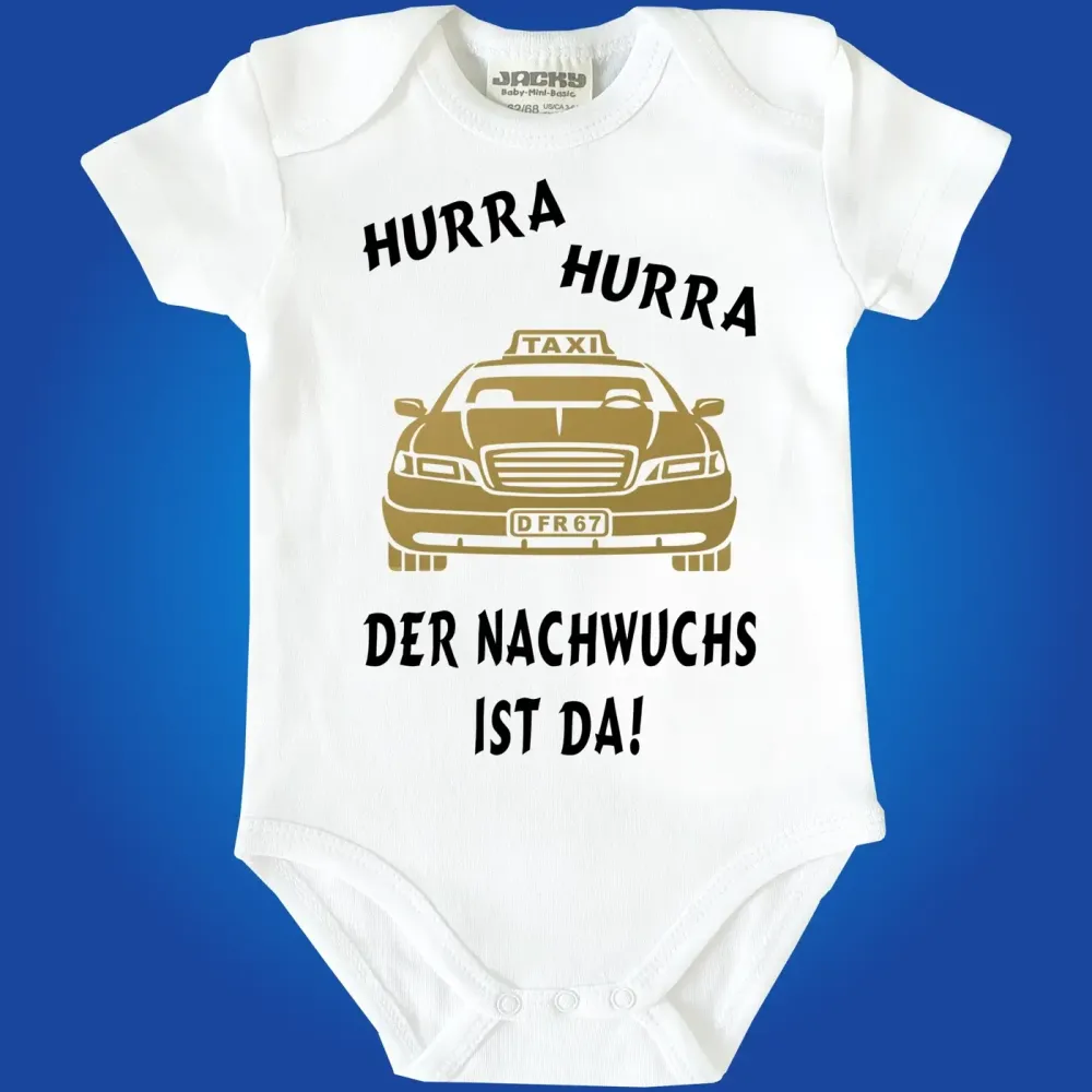 Babybody mit Taxi‑Motiv als Geschenk zur Geburt
