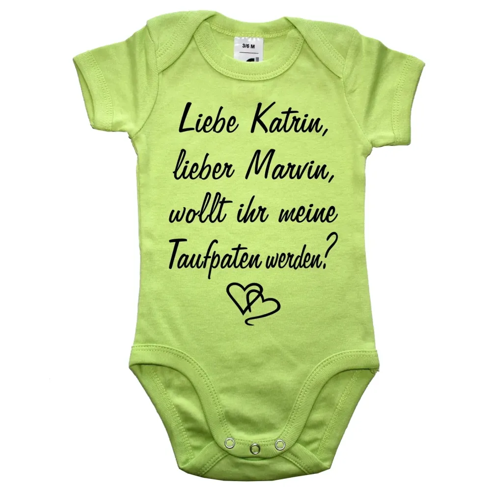 Baby Bodie mit Spruch Taufpaten oder Pateneltern