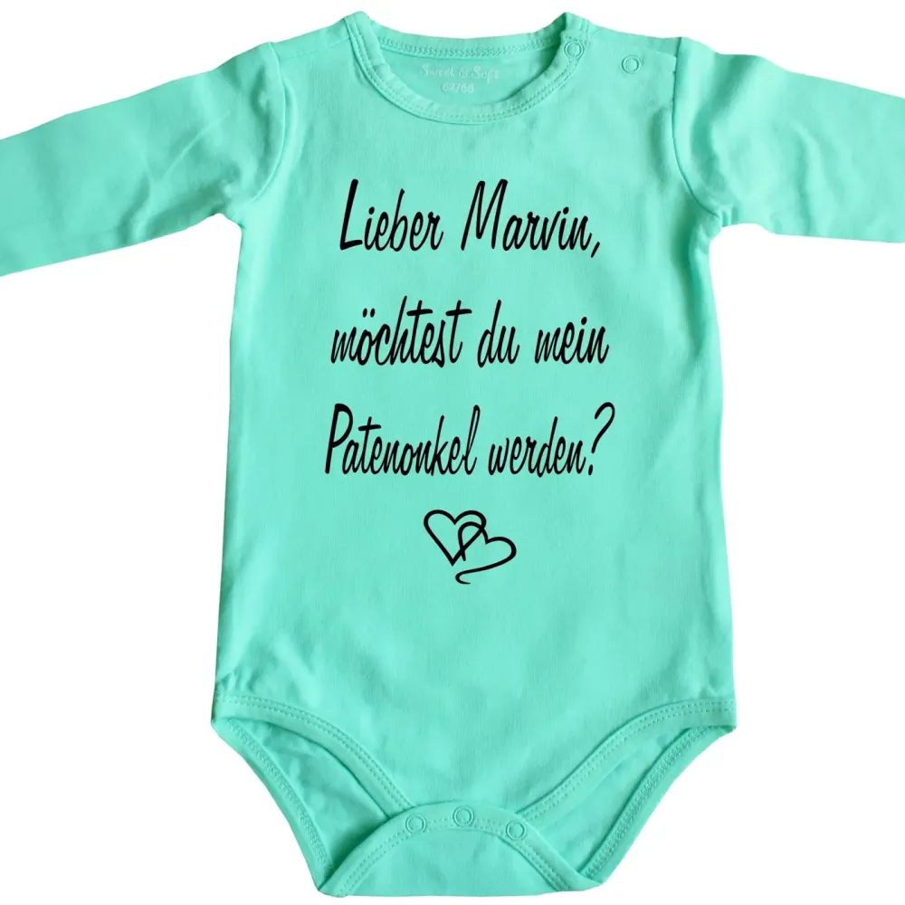 Babybody mit liebevollem Tauf‑Spruch
