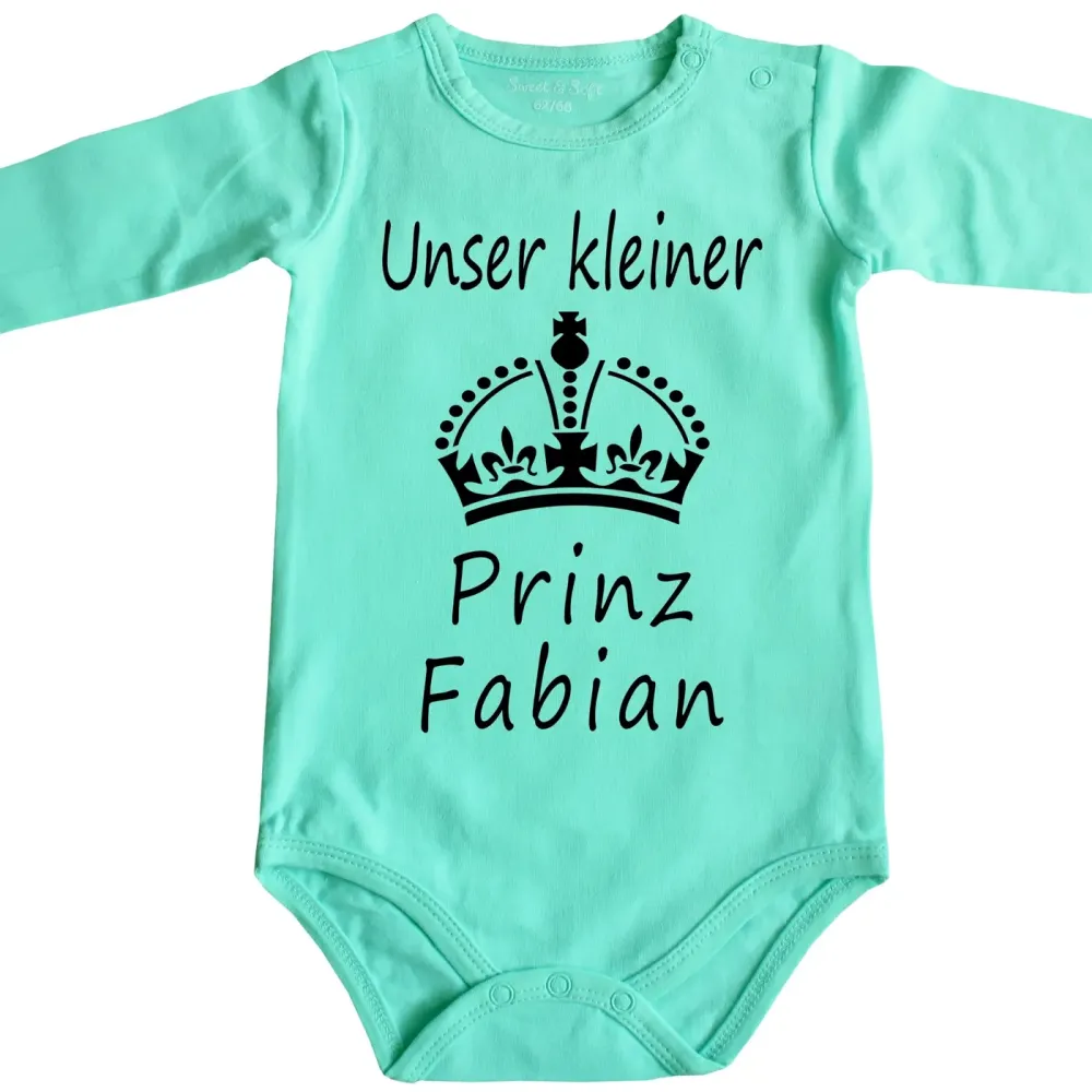 Preview: Baby-Body mit Druck Prinz und Krone