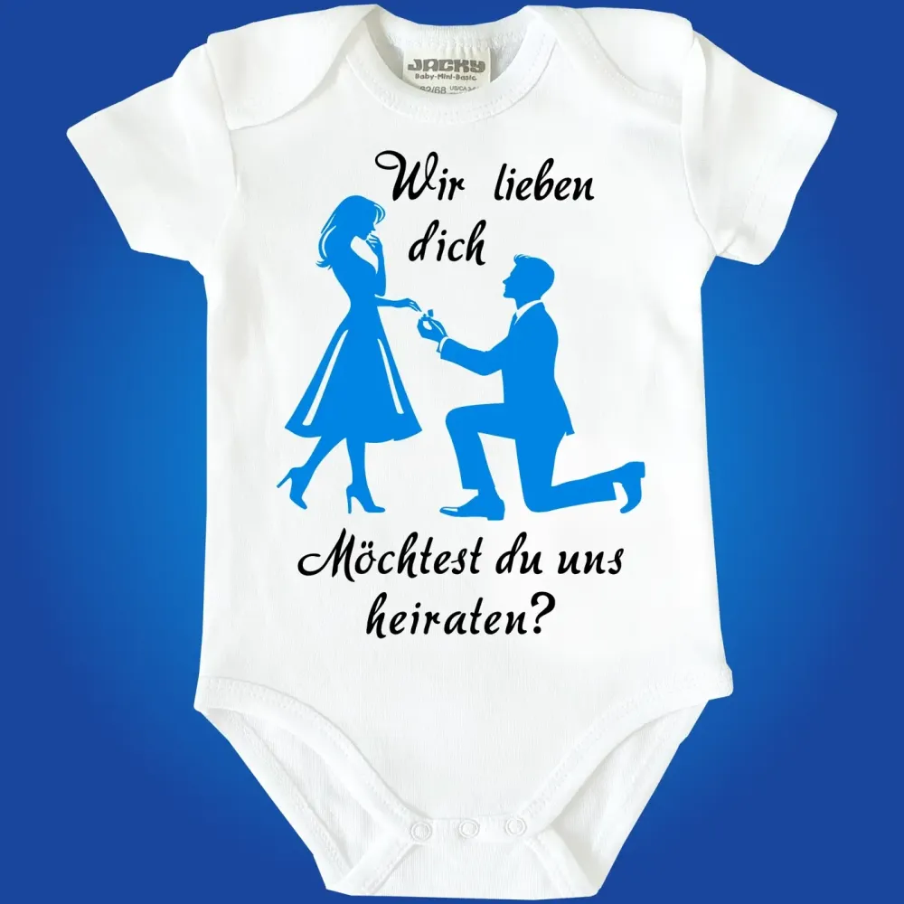 Baby bodysuit with wedding proposal print