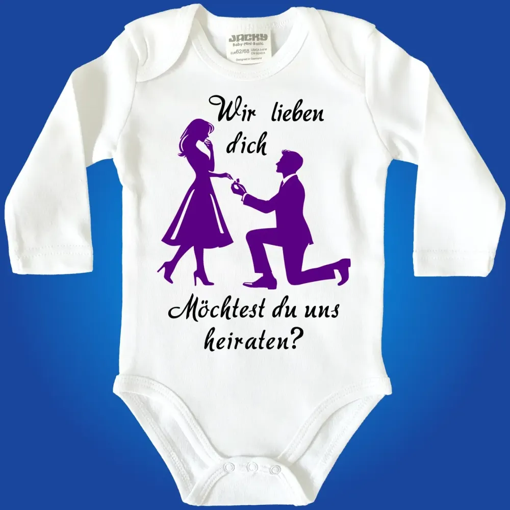 Preview: Baby-Body mit Druck Hochzeitsantrag