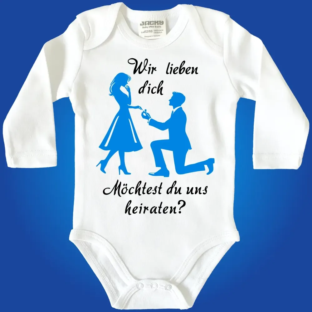 Baby bodysuit with wedding proposal print