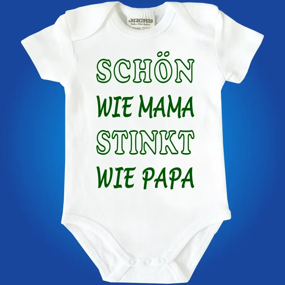 Baby‑Body mit humorvollem Textdesign