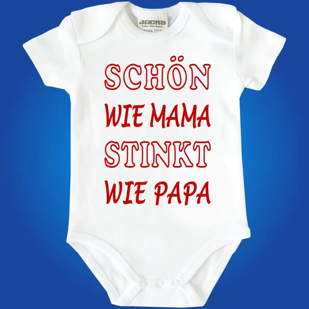 Bedruckter Baby‑Body mit lustigem Mama‑Papa‑Motiv