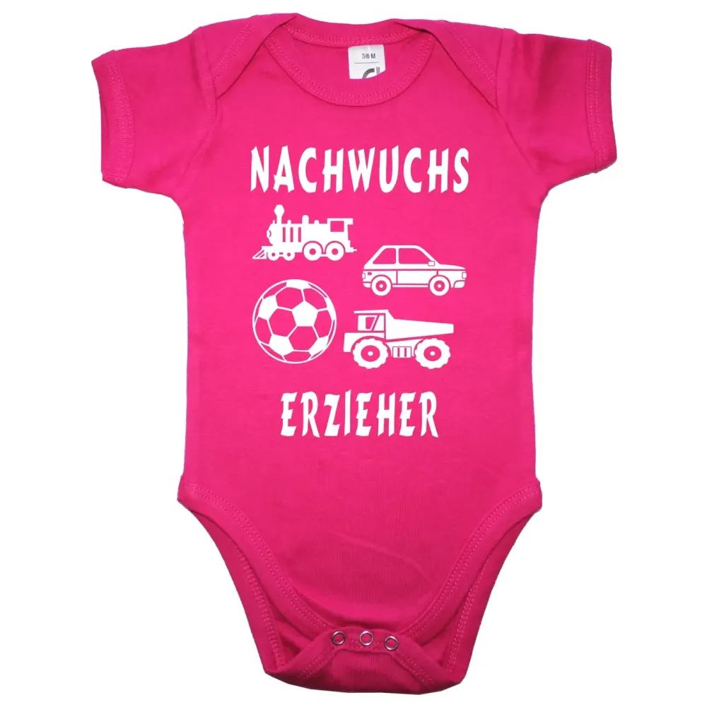 Baby-Body mit witzigem Kita‑Spruch und Spielzeugillustrationen