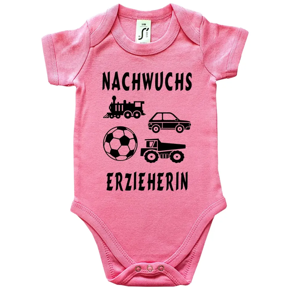 Baby-Body für Erzieherin mit Lokomotive, Auto, Ball und Kipper
