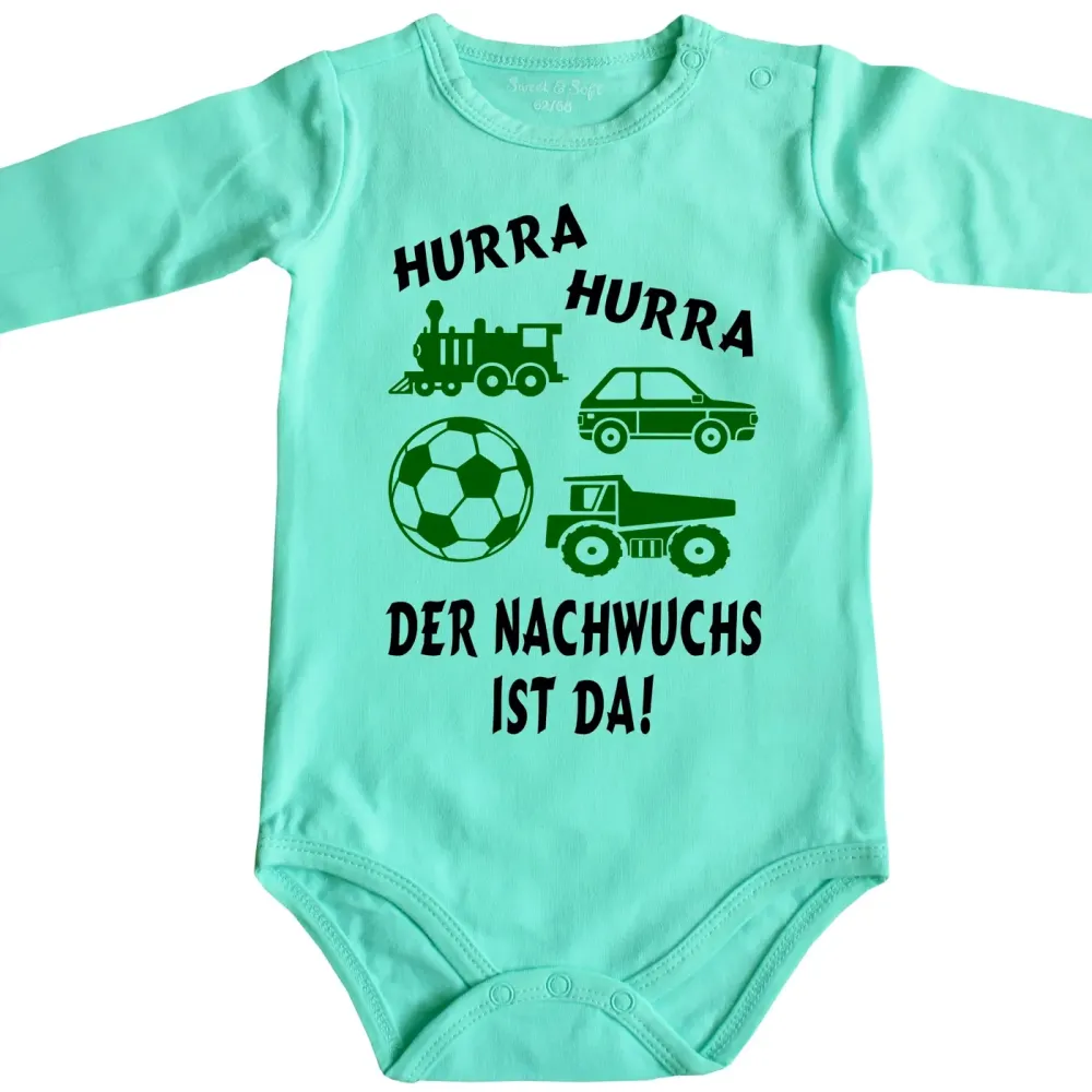 Preview: Baby-Body für Erzieherin mit Lokomotive, Auto, Ball und Kipper