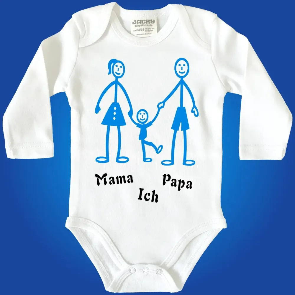 Baby-Body mit Strichmännchen Familie