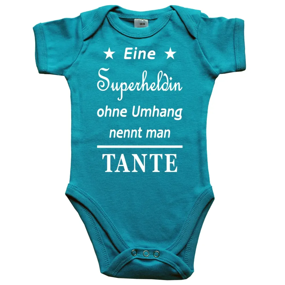 Baby‑Body mit Spruch „Einen Superhelden ohne Umhang nennt man“
