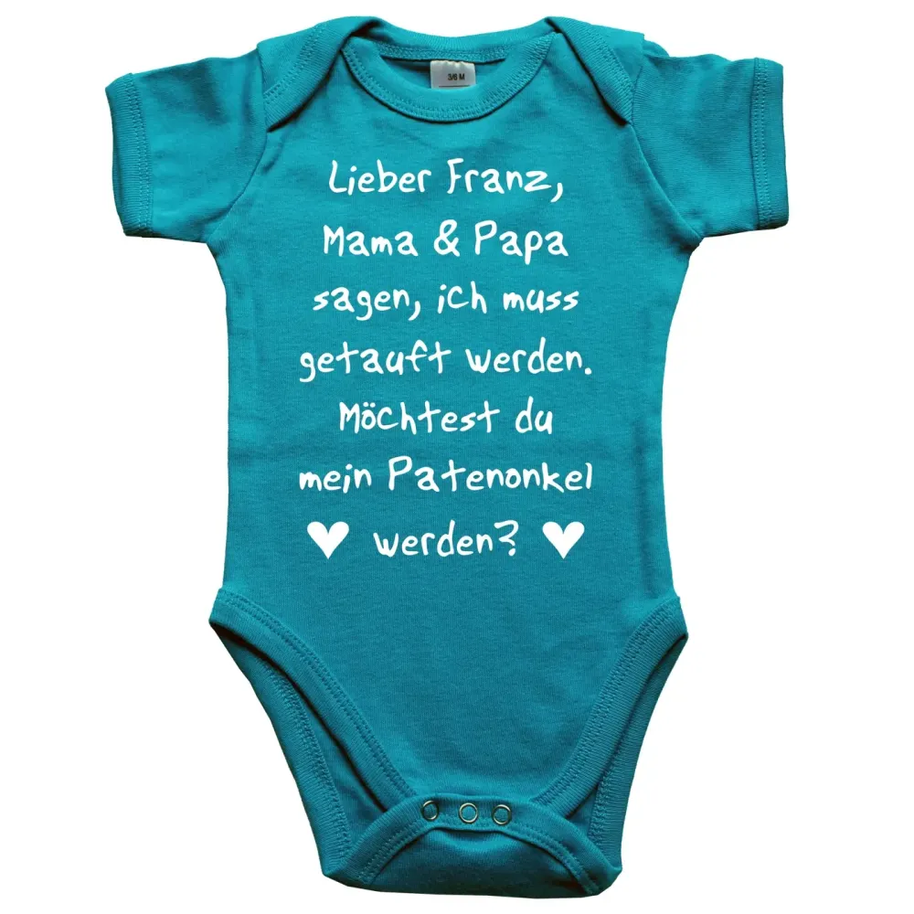 Baby‑Body mit personalisiertem Namen für die Patentante