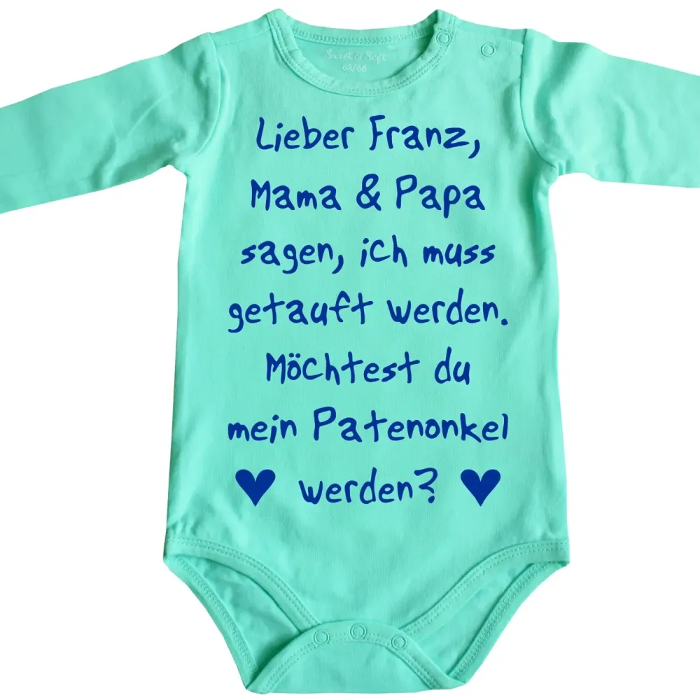 Preview: Baby-Body zur Taufe Pateneltern