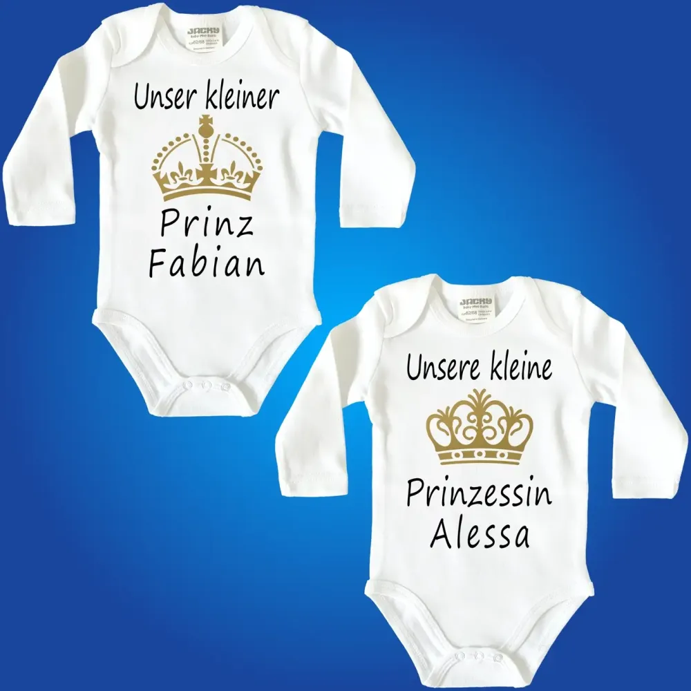 Baby-Body mit Druck Prinz und Prinzessin