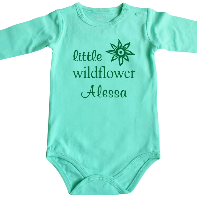 Bio Baby-Body - Little Wildflower MIT oder OHNE Wunschname