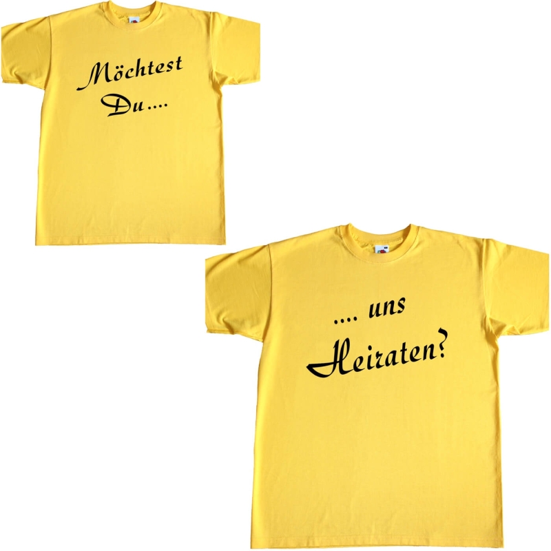 Kinder & Erwachsenen T-Shirts Set Unisex Heiratsantrag Heiraten Hochzeit