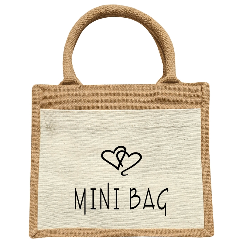 Jute Tasche Mommy Bag & Mini Bag - Mami & Kinder Handtasche