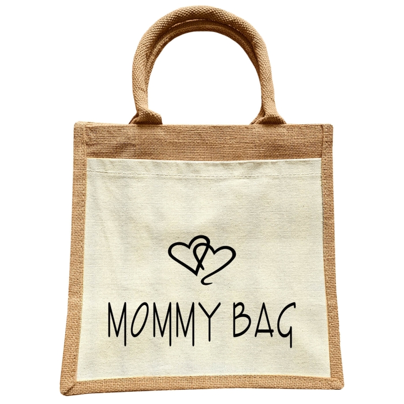 Jute Tasche Mommy Bag & Mini Bag - Mami & Kinder Handtasche