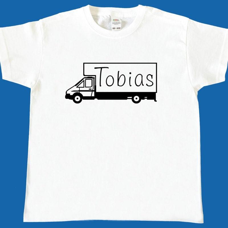 Kinder T-Shirt - Transporter mit Namen