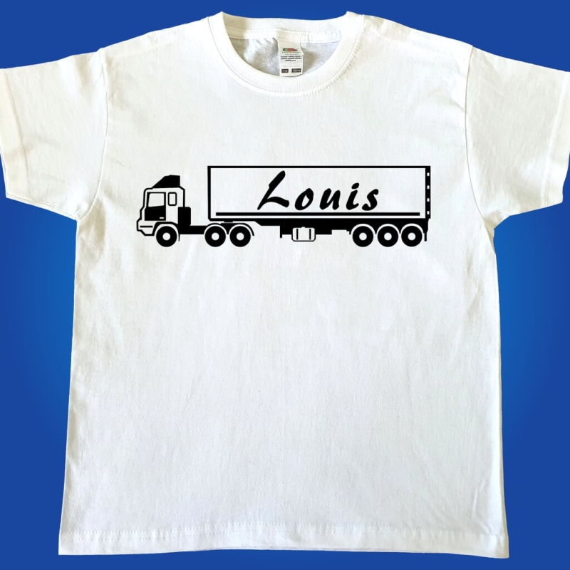 Kinder T-Shirt - Truck mit Wunschname