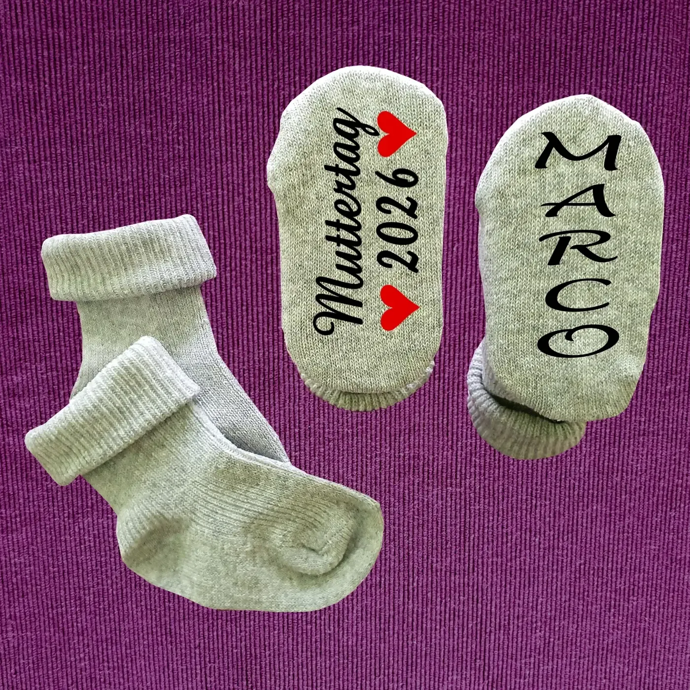 Babysocken mit Druck Muttertag - Vatertag