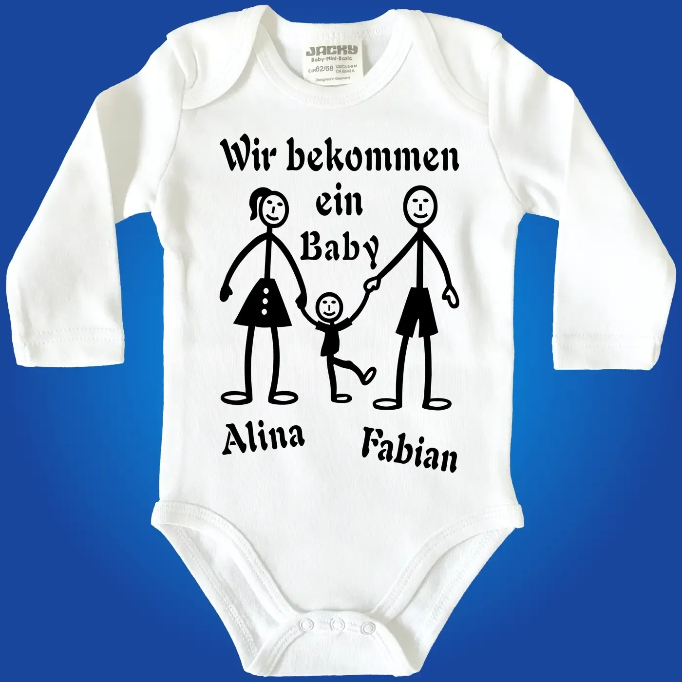 Baby-Body mit Schwangerschaftsmitteilung