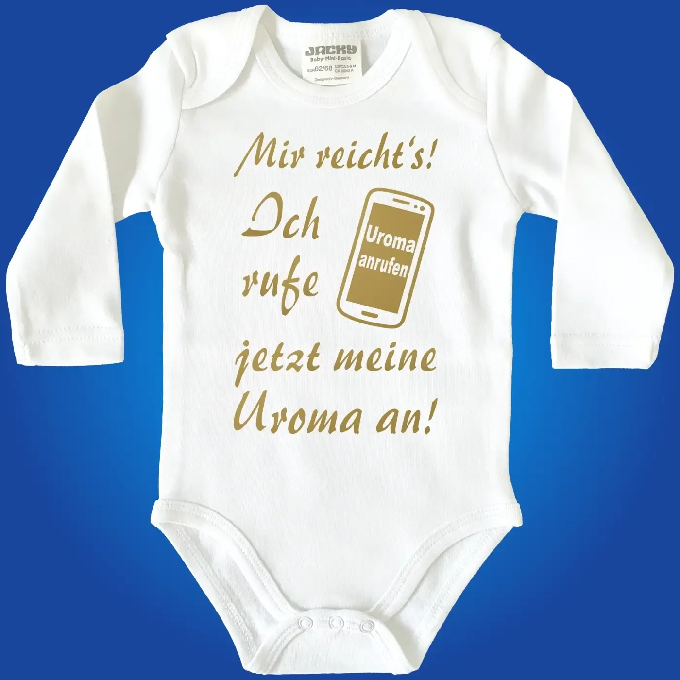 Baby‑Body mit witzigem Familien‑Spruch und Handy‑Grafik  Wenn du willst, kann ich dir auch direkt Gambio‑Titel, Produktbeschreibung, Kategorie‑Text oder weitere Varianten erstellen.