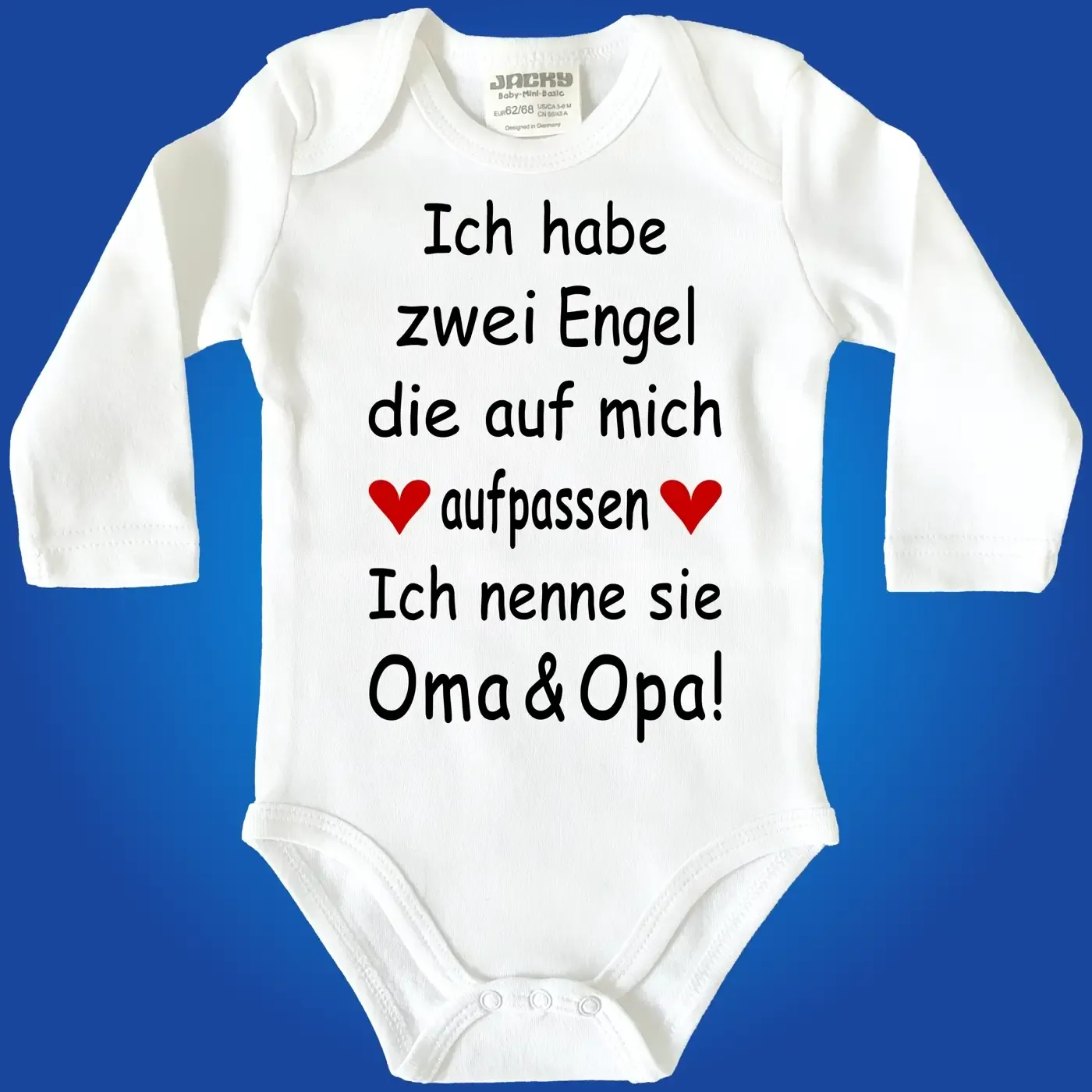 Baby‑Body mit Spruch „Ich habe einen Engel, der auf mich aufpasst“