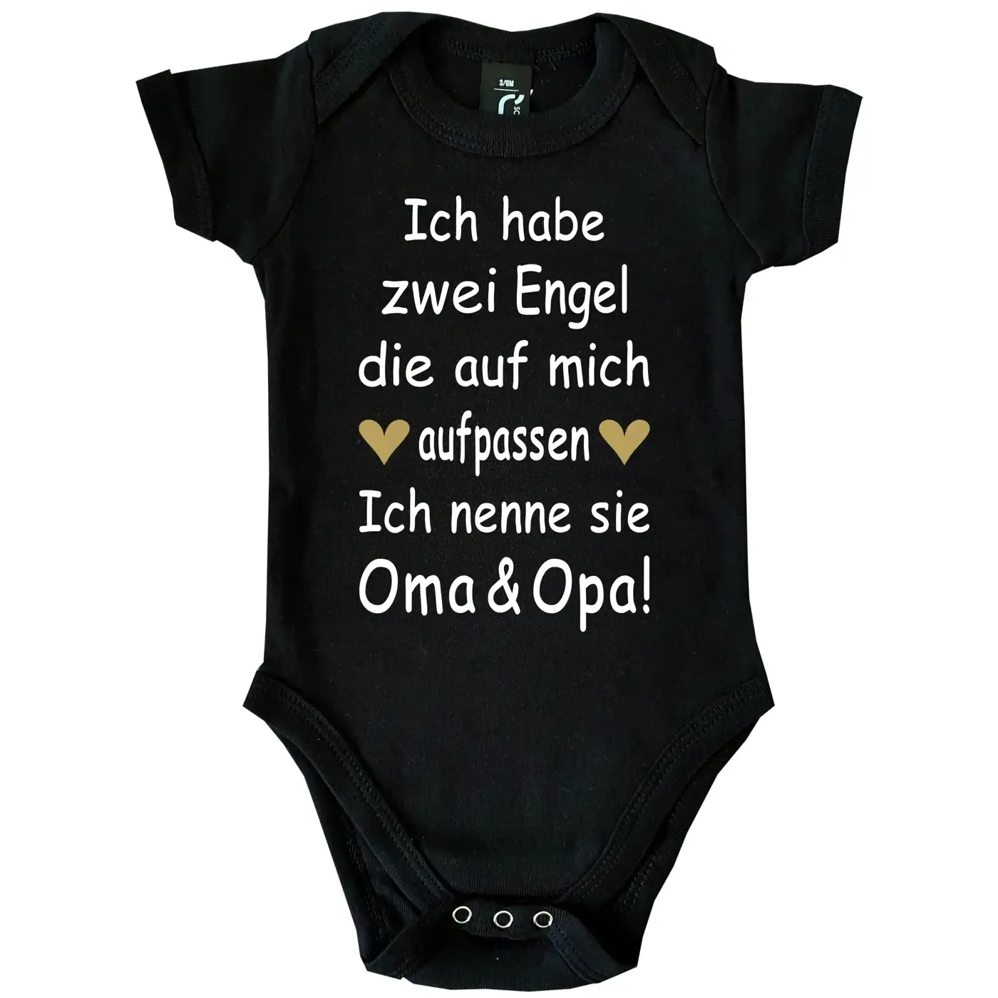 Baby‑Body mit Spruch „Ich habe einen Engel, der auf mich aufpasst“
