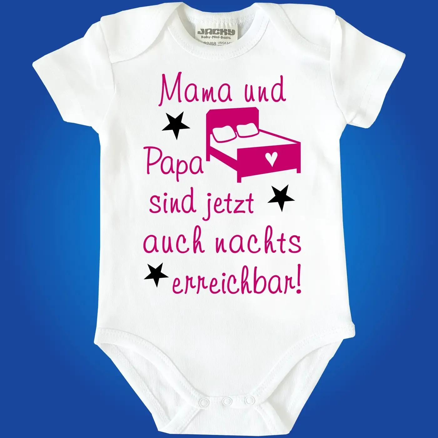 Bedruckter Baby‑Body mit lustigem Mama‑Papa‑Spruch
