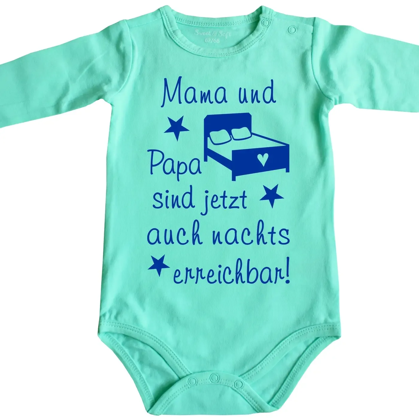 Bedruckter Baby‑Body mit lustigem Mama‑Papa‑Spruch