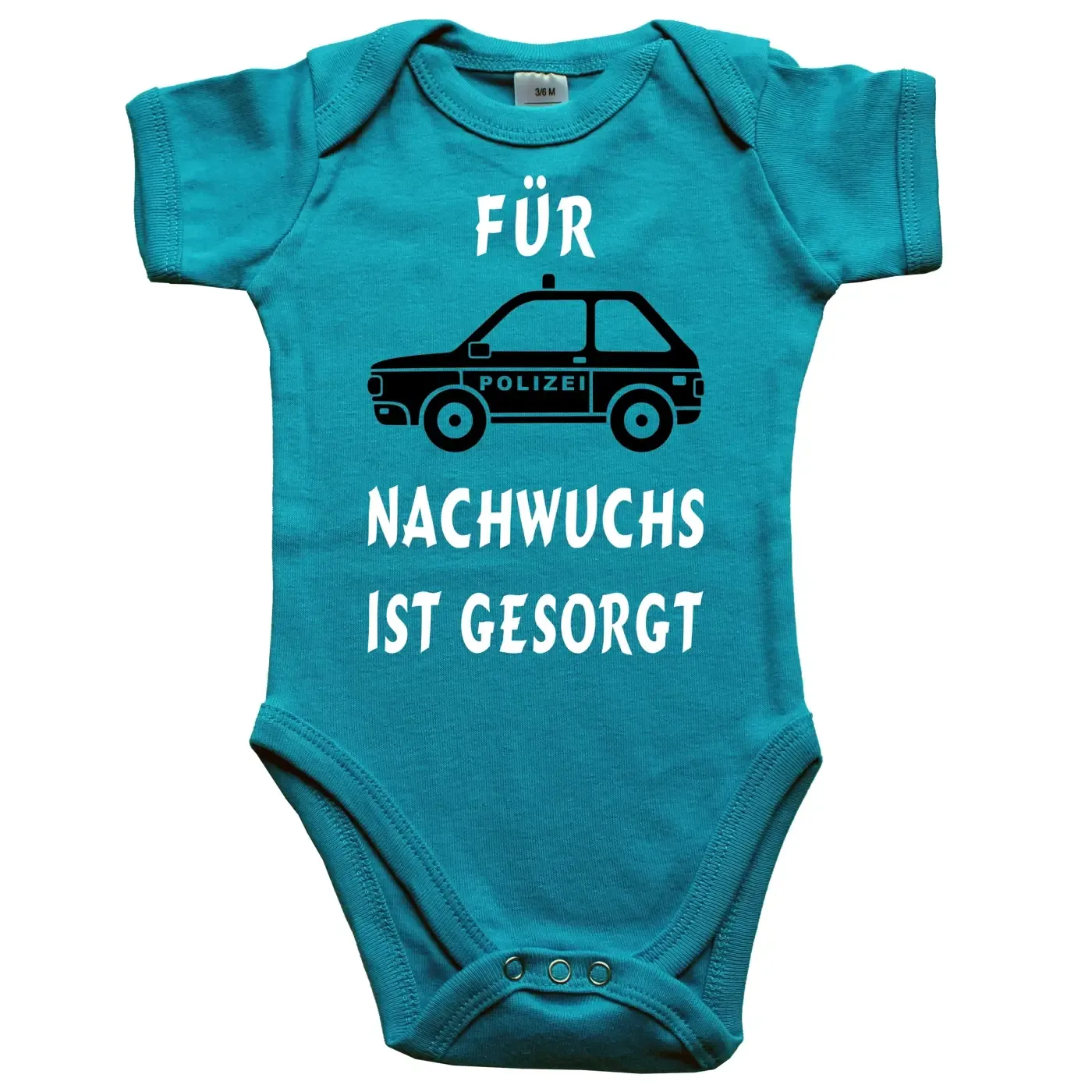 Lustiger Babybody mit Polizei‑Motiv für frischgebackene Eltern