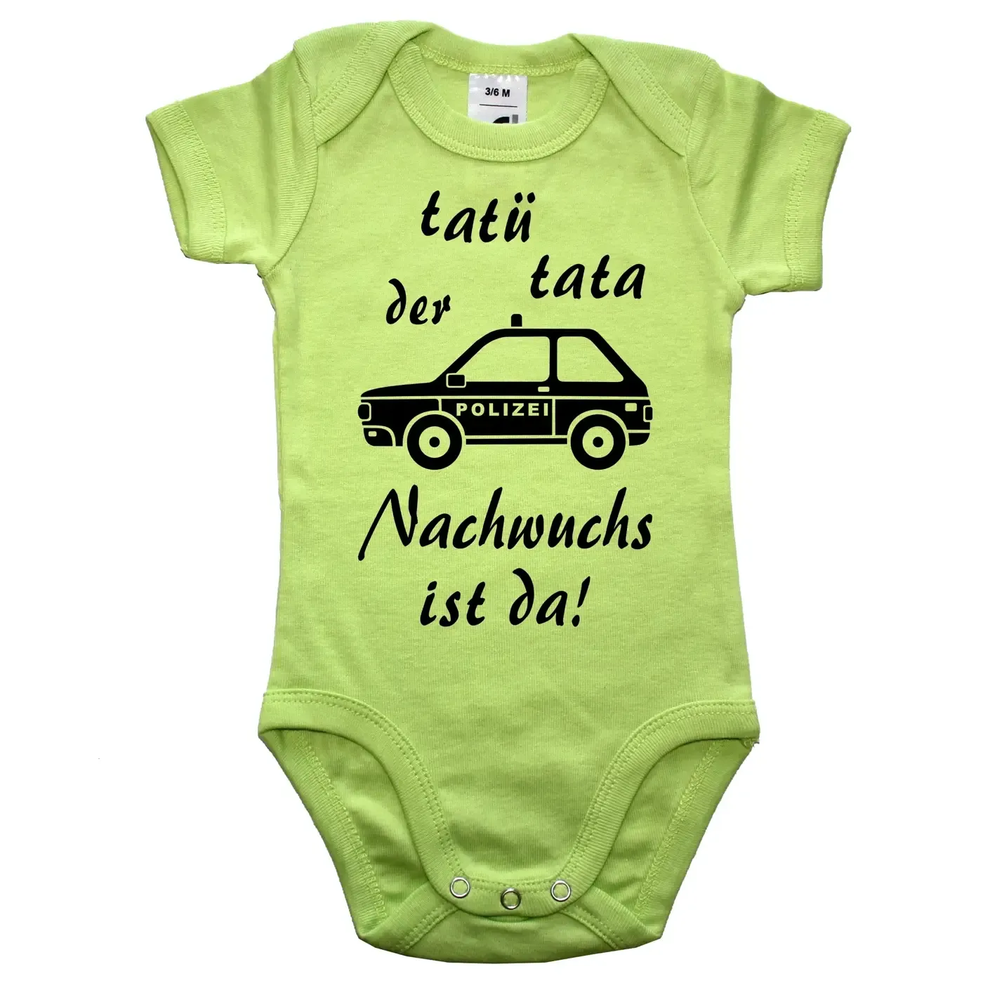 Baby‑Body mit Polizeiauto für Polizisten‑ oder Polizistin‑Nachwuchs
