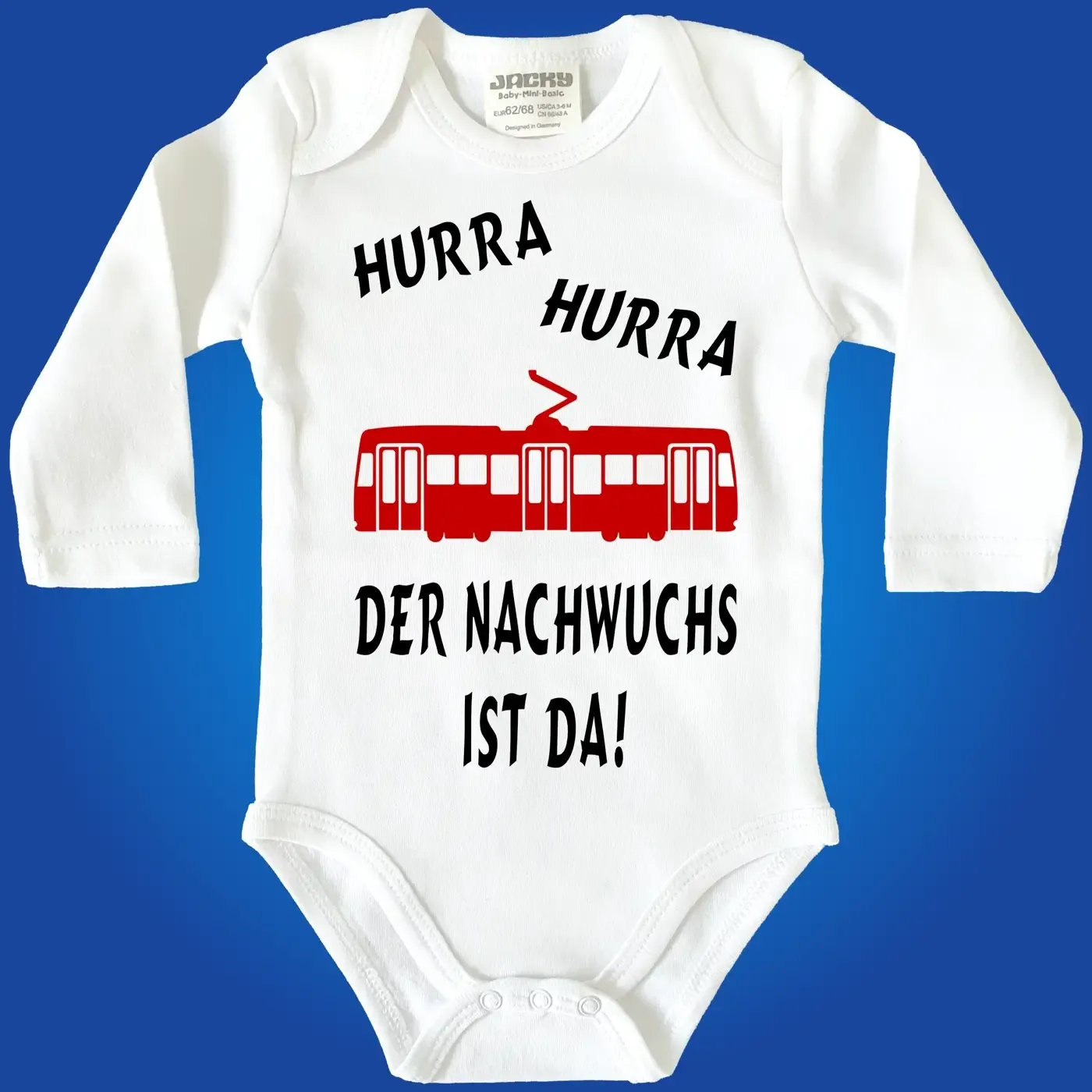 Strampler mit Strassenbahn Straßenbahn