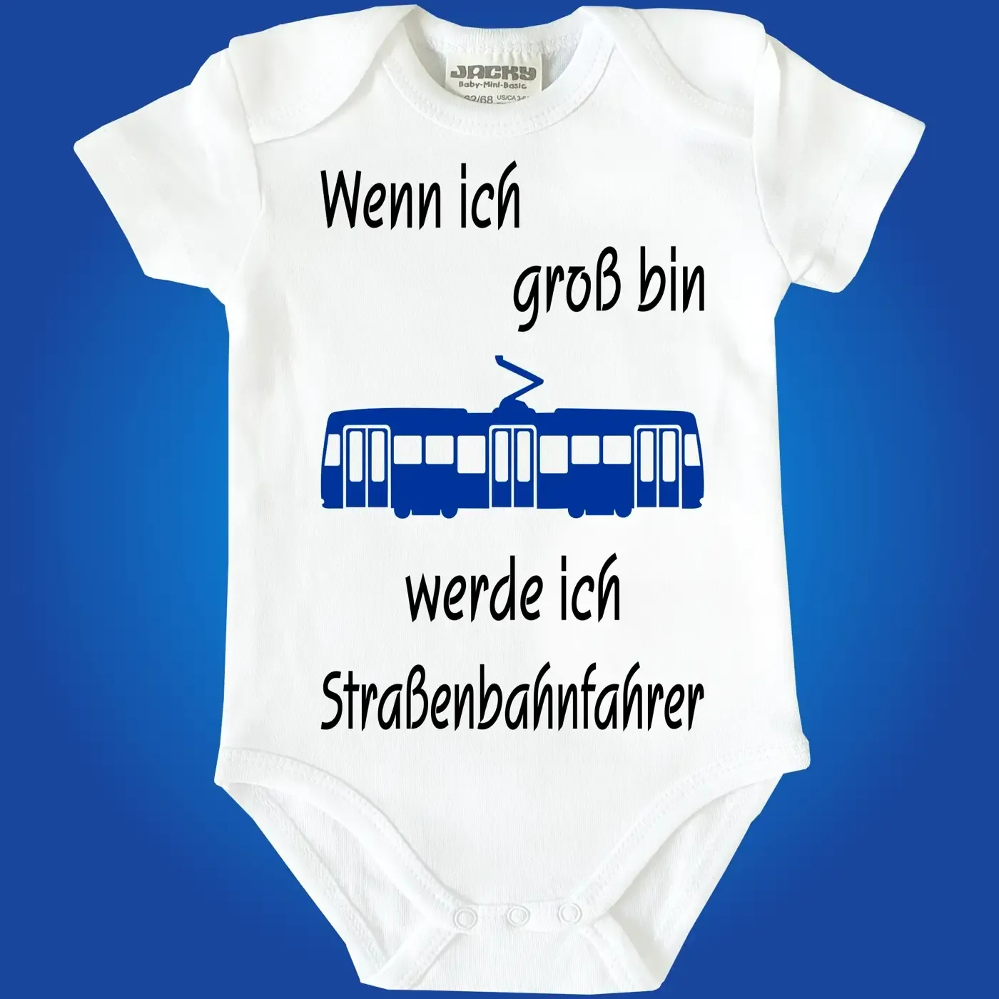 Baby-Body mit Straßenbahn Straßenbahnfahrer