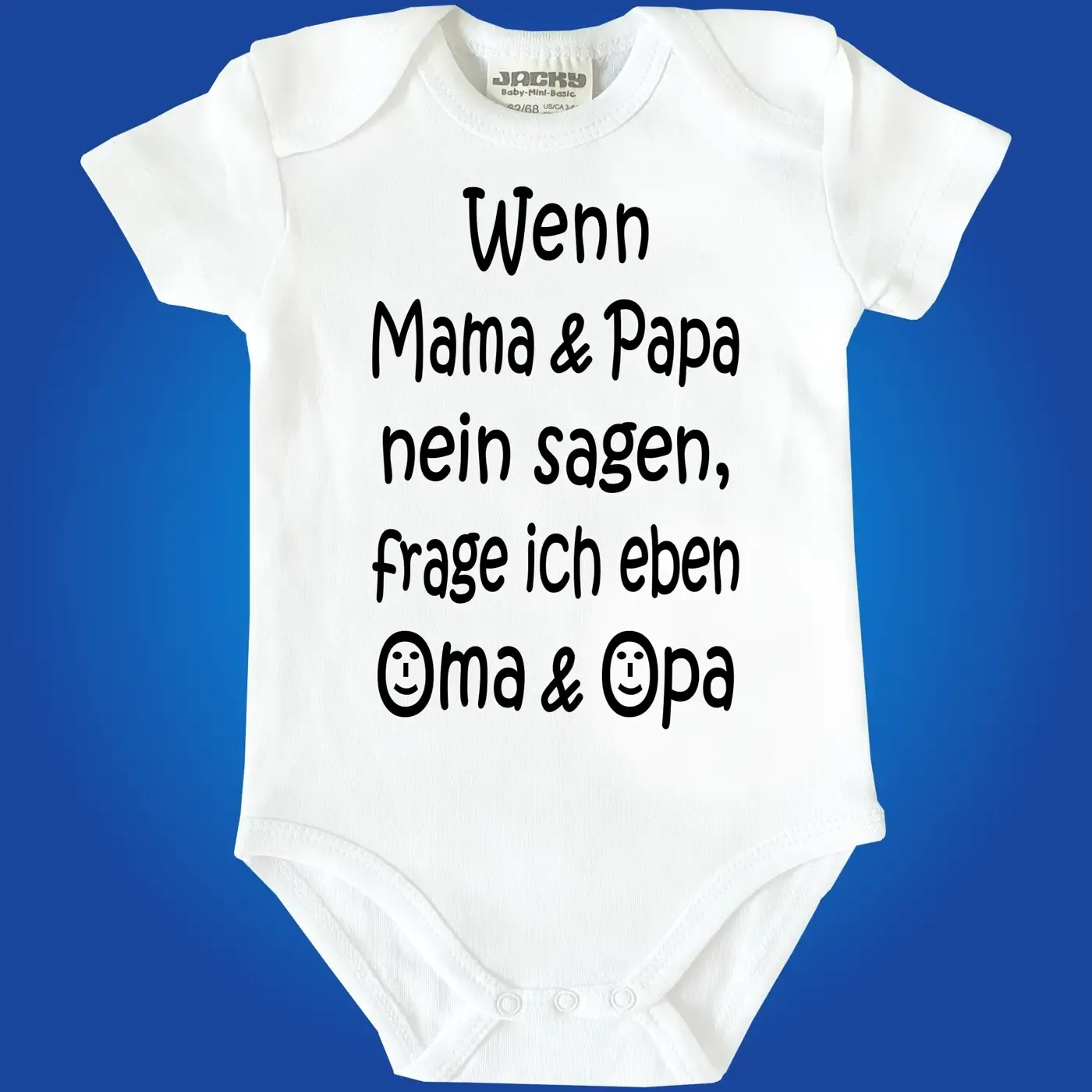 Baby‑Body mit witzigem Text und Auswahl Opa, Tante oder Onkel